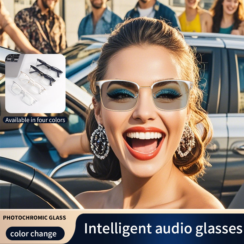 GS13 Smart glasses metal frame lenses color change